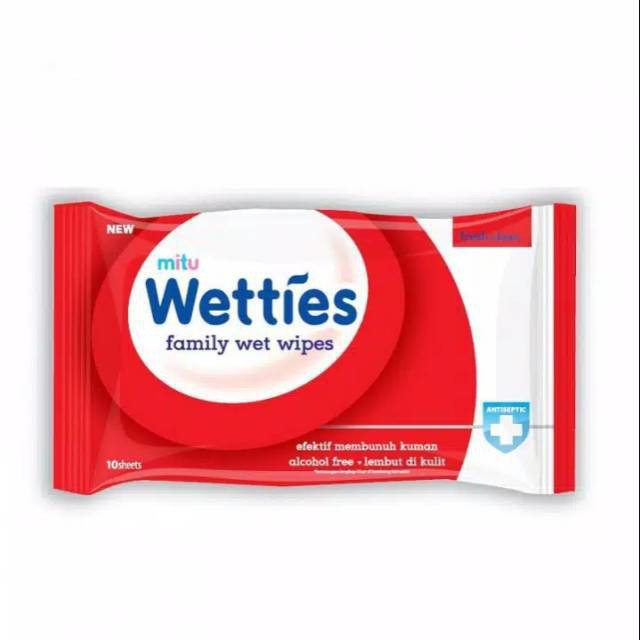 Mitu Wetties Warna MERAH isi 10 Lembar | Wetties Tisu Basah Murah Promo
