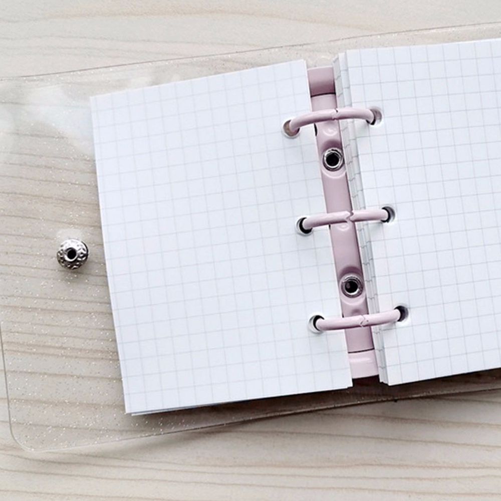 QUINTON Portable Binder Notebook Cover School Stationery 3 Hole Binder Clip Card Organizer Glitter Transparent PVC Notebook Pages Loose-Leaf Handbook Photo album