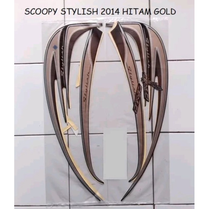 Stiker Striping Motor Honda Scoopy Stylish 2014 Hitam Gold
