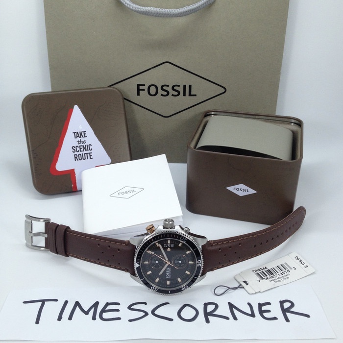 Dijamin Fossil CH2944 brown fullset Tinbox original