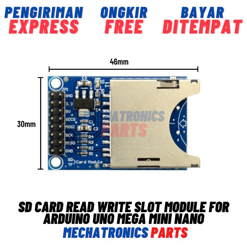 SD CARD READ WRITE SLOT MODULE FOR ARDUINO UNO MEGA MINI NANO