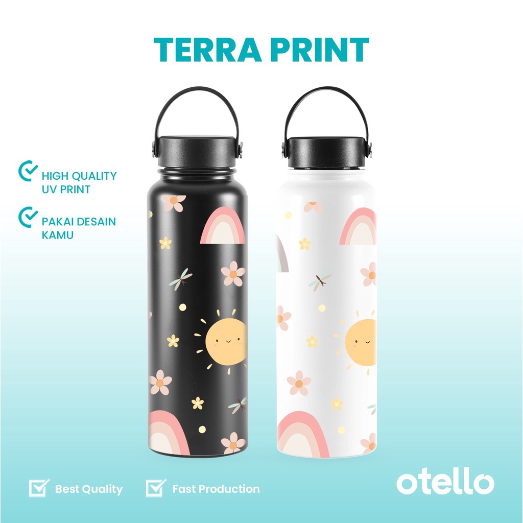 Custom Tumbler 1000 ml Terra Botol Minum BPA Free UV Print Otello Water Bottle Termos Tambler Tumblr Logo Stainless Steel