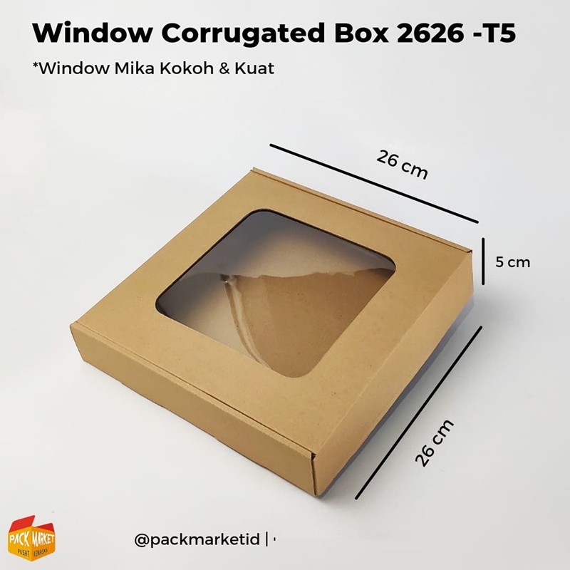 

Window Corrugated Box 26x26-T5 cm (Min pembelian 2pc) / kemasan kado / hampers box