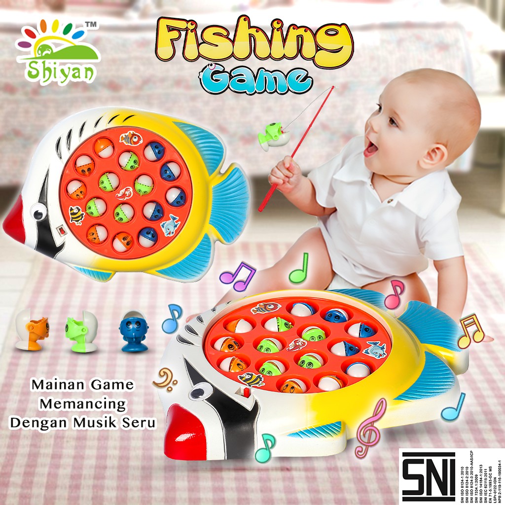 [Shiyan] fishing game / mancing ikan dengan kolam bentuk ikan lengkap dengan pancingan