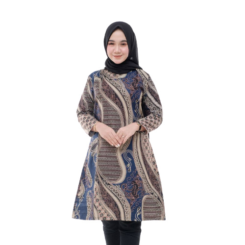 EMHABATIK | Tunik Batik Wanita Jumbo Batik Seragam Grosir batik-T BANYUMILI BIRU