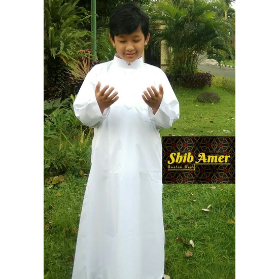 Best Deals Jubah Putih / Gamis Putih Anak Laki Laki. Putih Polos Kerah Tegak Thobe