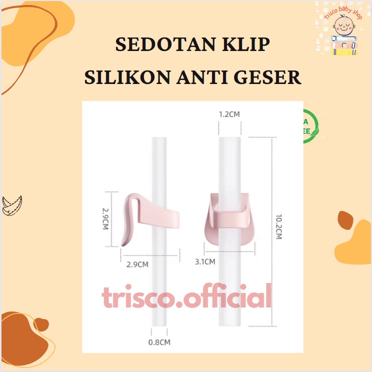 Sedotan Klip Straw and Clip Anak Silikon Elastis Anti Geser Anti Tumpah