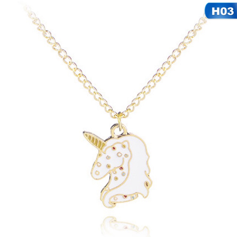 1pc Necklaces Cartoon Colorful Horse Unicorn Pendant Alloy Fashion Jewelry Gift