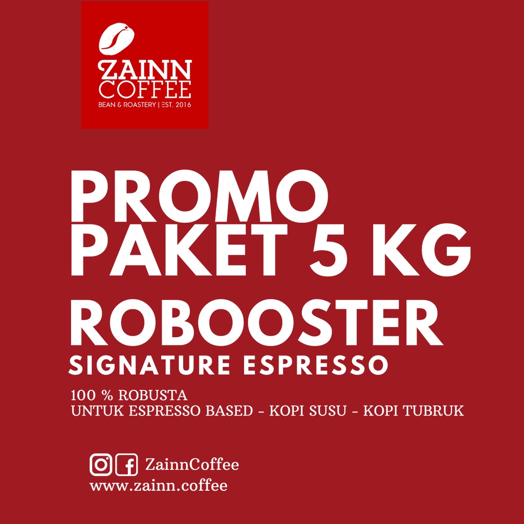 

PAKET 5 Kg //RoBooster House Blend / Espresso Based / Kopi Susu Full Robusta roast by Zainn Coffee