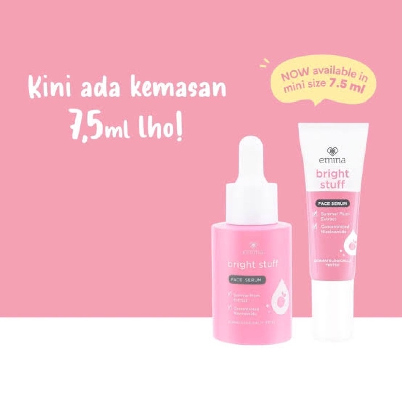Emina Bright Stuff Serum Wajah Mencerahkan Melembabkan 30ml dan 7.5ml ORI