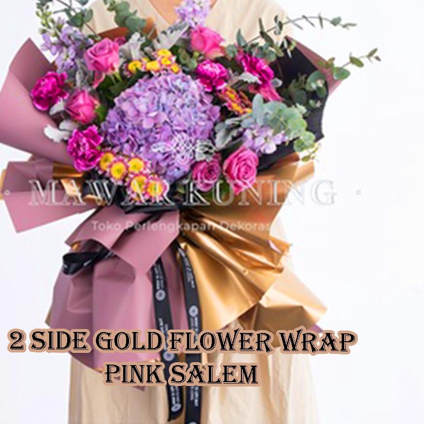 

레 1 Warna - 20 Lembar 2 Side Gold Flower Wrap / Kertas Cellophane - OWF Update