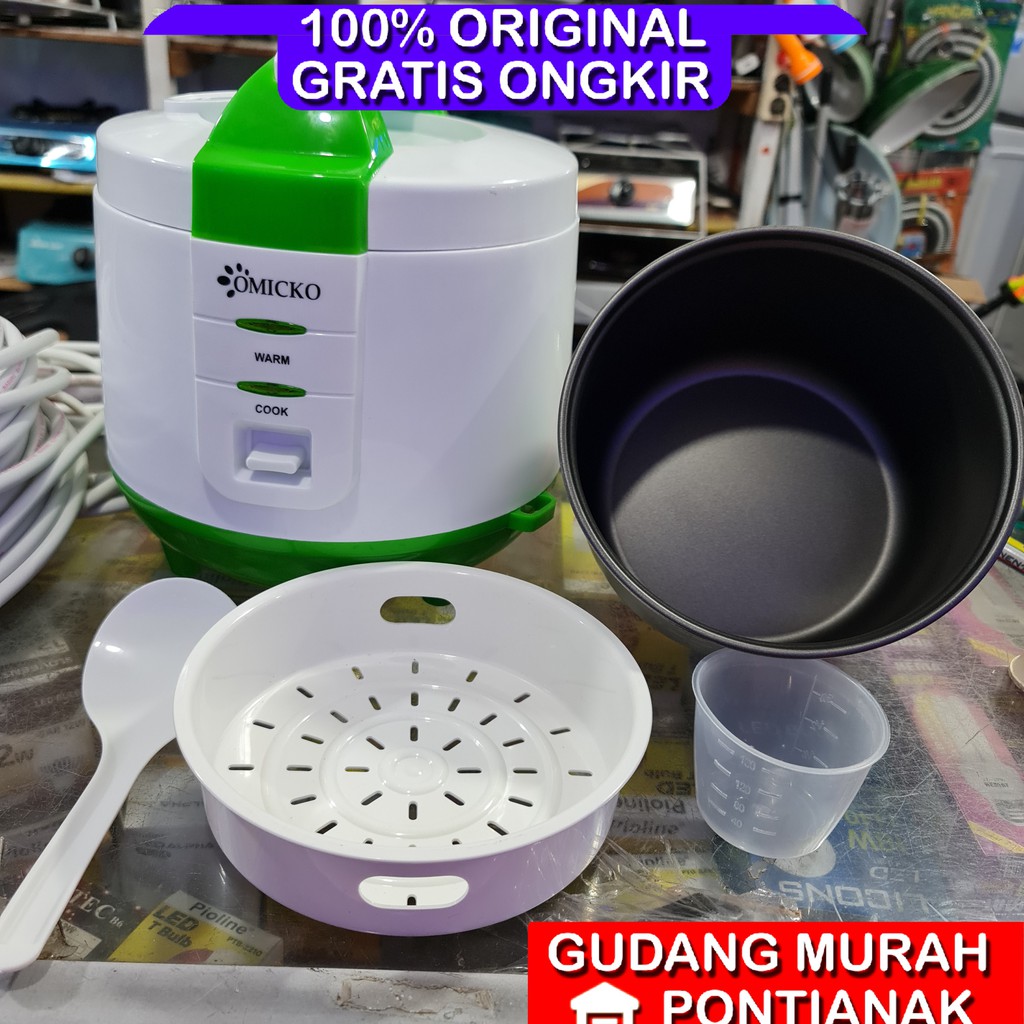 Ricecooker Omicko 1,2 liter anti penyok / penanak nasi / magic com 1liter /magicom hijau