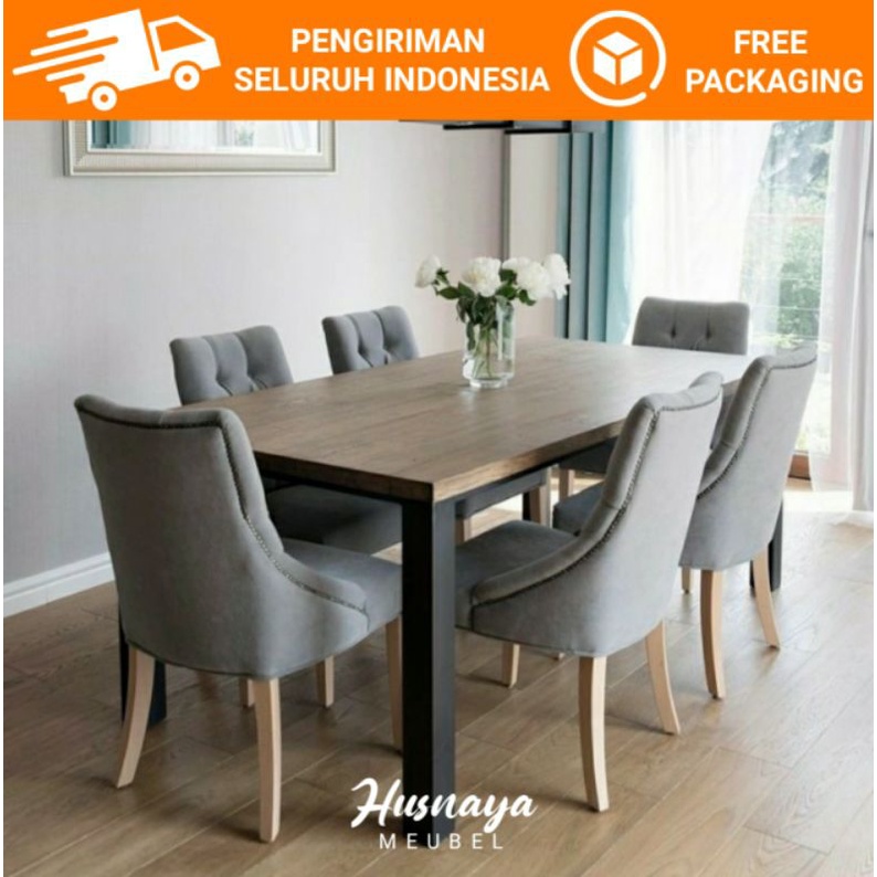 SET MEJA MAKAN SOFA MINIMALIS MODERN HARGA MURAH / SET MEJA MAKAN SOFA MURAH 6 KURSI / MEJA MAKAN SO