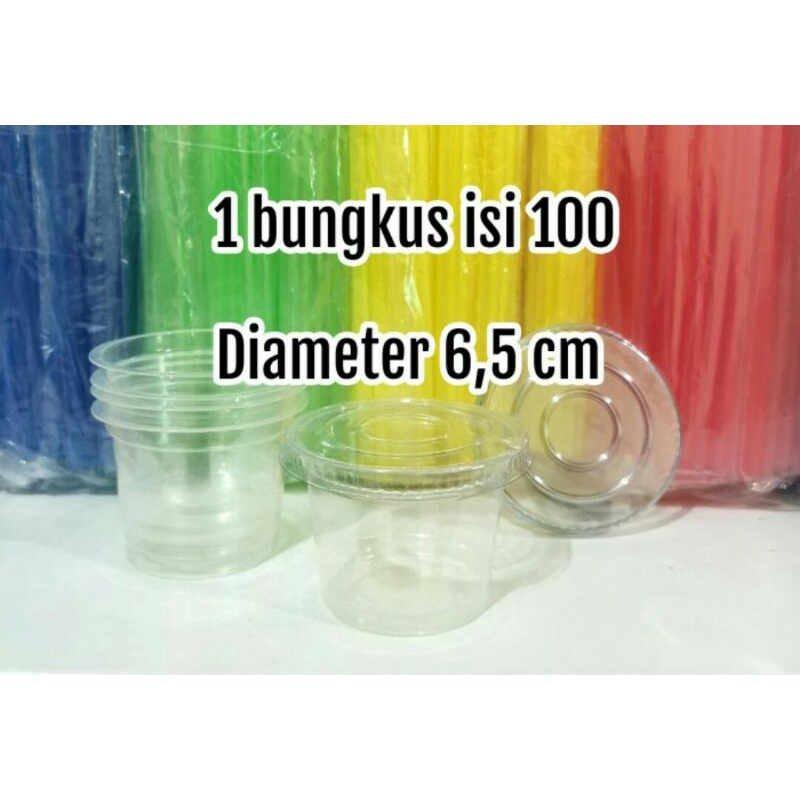 Gelas Plastik Kecil Es Krim Agar Agar Pudding Jelly Termasuk Tutup