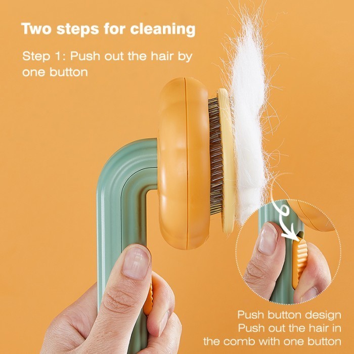 fmfit Sisir shedding kucing anjing deshedding brush self cleaning brush