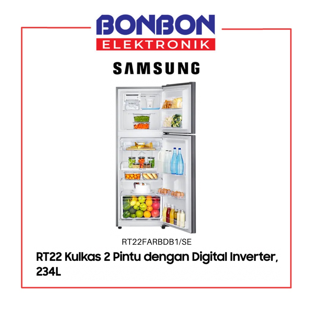 Samsung Kulkas 2 Pintu RT22FARBDB1 Digital Inverter 234L RT22