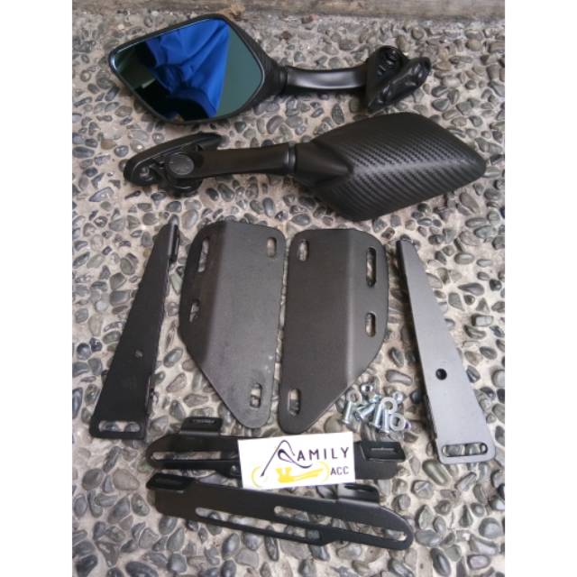 Spion R25 Karbon SB Tanggung + Baut Anti Jebol + Breket Serpo Nmax New 2020 Motor All New Nmax 2020