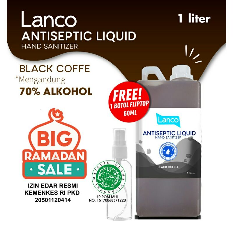 LANCO HANDSANITIZER / HAND SANITIZER | (GEL & CAIR) | 500ml & 1 Liter | BLACK COFFEE • OCEAN BREEZE