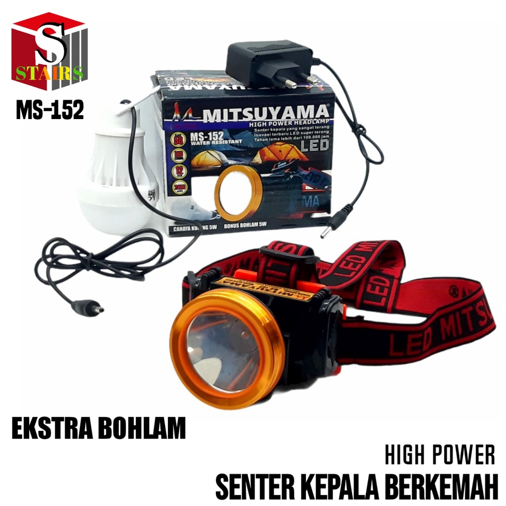 Senter Kepala LED Super Terang Ekstra Bohlam Gantung Tahan Air Ring 58 MS-152