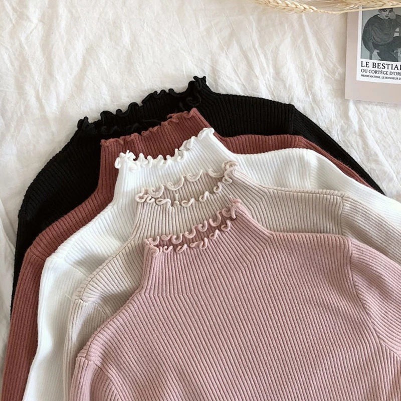 BEFAST - ZFS OOTD Atasan Inner ROSE / CURLY INNER KNIT LONGSLEEVE / Inner Daleman Rajut Wanita / Pakaian Wanita Ala Korean style / Inner Rajut Kekinian / Inner Daleman Wanita Hijab / Kaos Lengan Panjang / Inner Polos Casual / Terlaris / Termurah