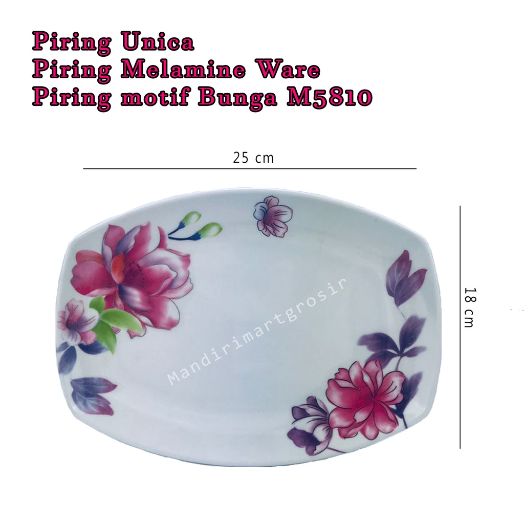 Piring Melamine Ware *Piring Unica * Piring motif Bunga * M5810