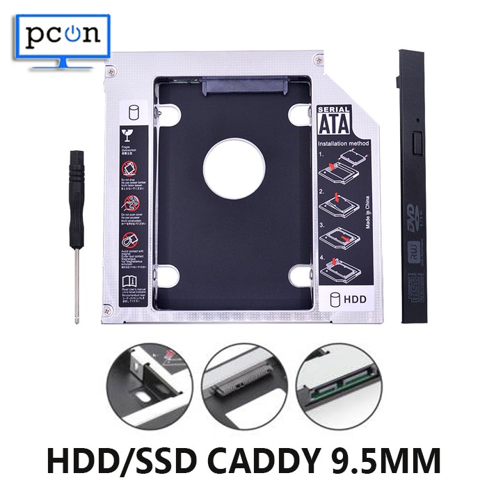 HDD HARDISK HARIDDISK Caddy 9.5 mm SATA to DVD To HDD (SSD CADDY)