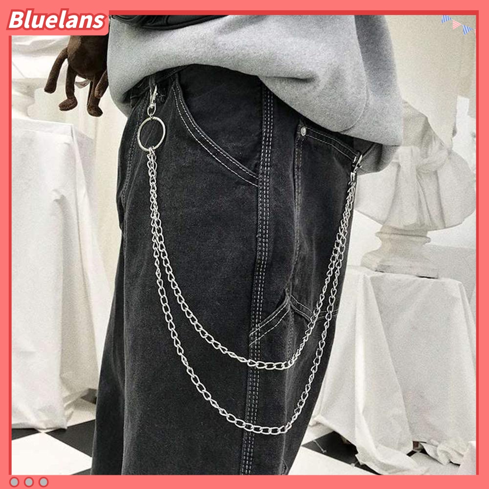 Bluelans Fashion Unisex Multi-layer Anti-Lost Pants Jeans Wallet Pocket Chain Keychain