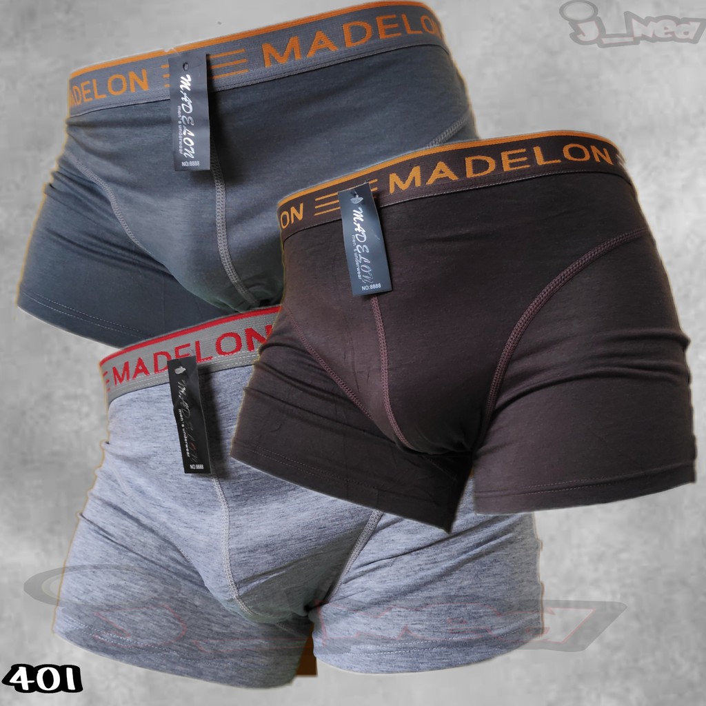 K401L - (HARGA LUSINAN 12Pcs) CELANA DALAM BOXER PRIA IMPORT MADELON SIZE M - XL