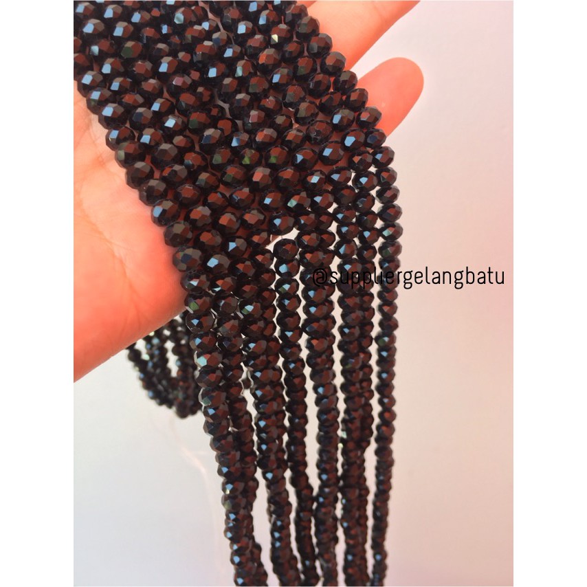 Crystal Ceko Doff 6mm BLACK supplier gelang kalung olshop import promo aksesoris fashion bahan craft