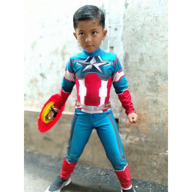 BAJU RENANG ANAK MODEL DIVING CARAKTER KAPTAIN AMERIKA