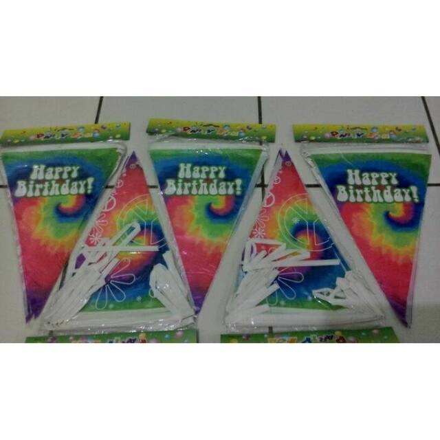 Bunting flag happy birthday bahan plastik