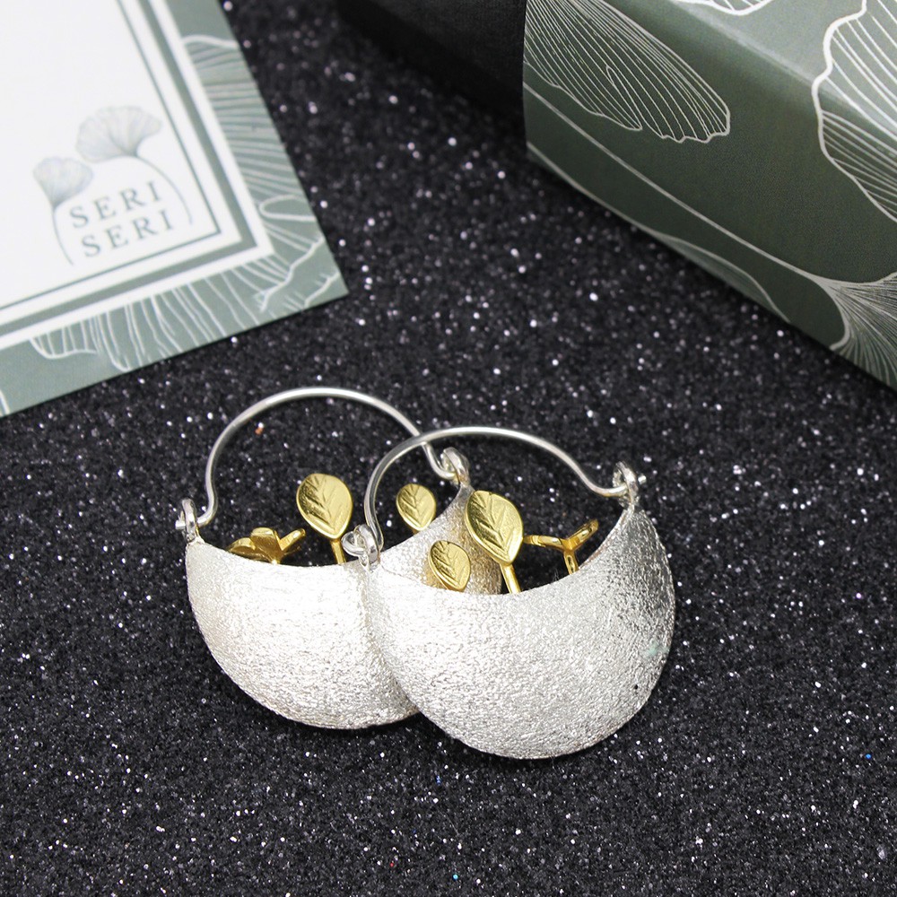 SERI SERI Anting Wanita Perak 925 Asli Little Garden Sterling Silver Earrings