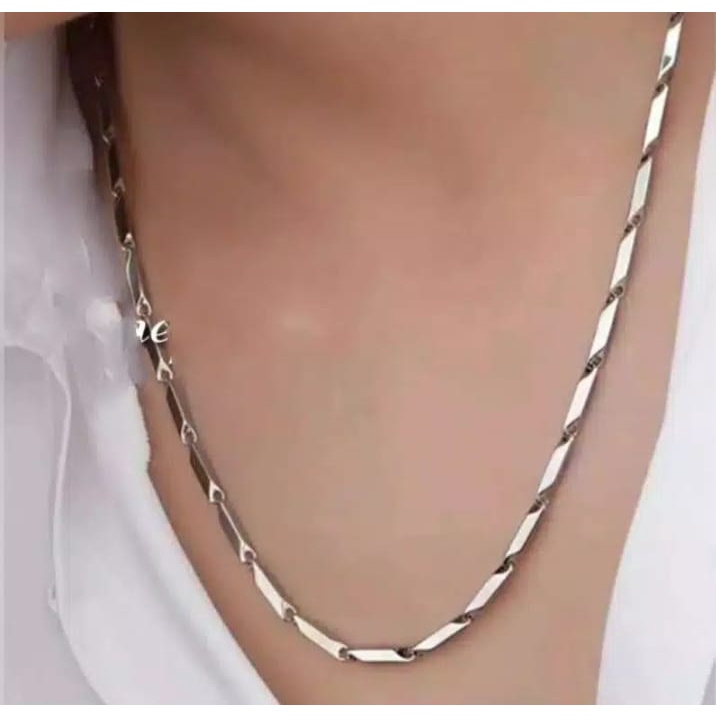 Kalung Pria titanium Asli stenlies stell anti karat dan tidak luntur model padi silver perak keren/KALUNG TITANIUM MODEL PADI