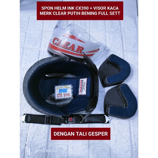 Paket Busa komplit + Kaca Merk Clear Putih Bening + 2 Baut Helm INK CX390 Classic