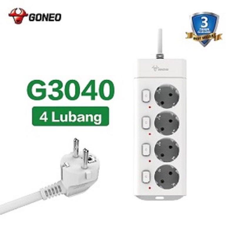 GONEO Stop Kontak Single On/Off Power Strip 4 Lubang Colokan G3040 GONGNIU