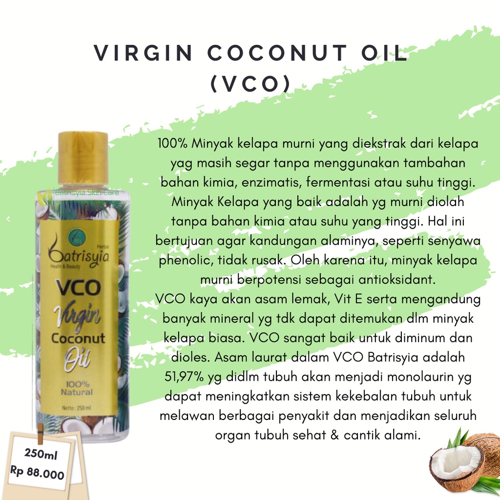 

Virgin Coconut Oil (VCO) Batrisyia Herbal 250ml