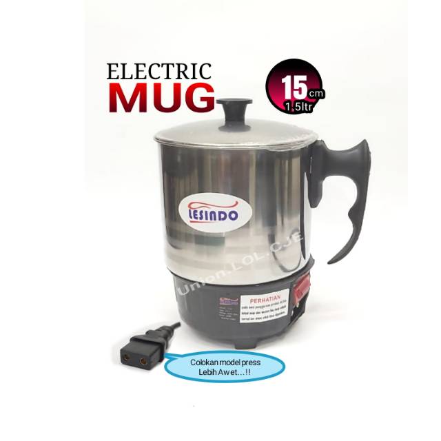 Electric Heating Mug/Teko Listrik Stainlesteel 1,5ltr 15cm