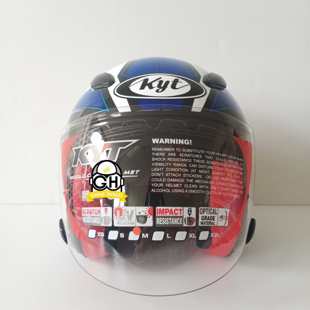 HELM HALF FACE KYT DJ MARU KYT DJMARU MOTIF #9 WHITE BLUE