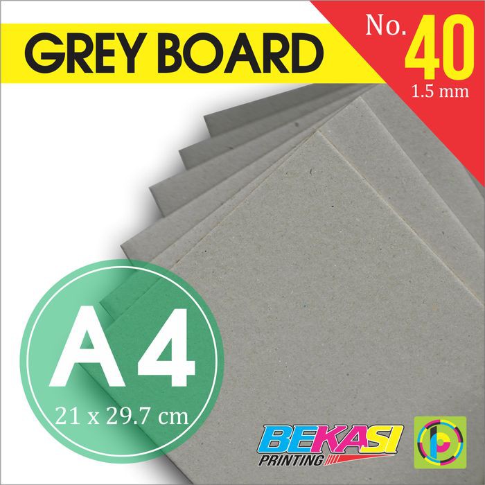 

Dijual Karton Tebal Grey Hard Board Abu abu No. 40 - Uk. A4 21 x 29.7 cm Berkualitas