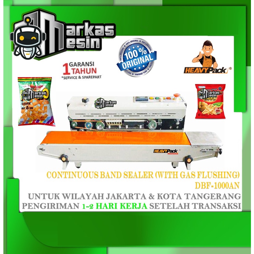 Continuous Band Sealer Mesin Seal isi Nitrogen DBF-1000AN HEAVYPACK