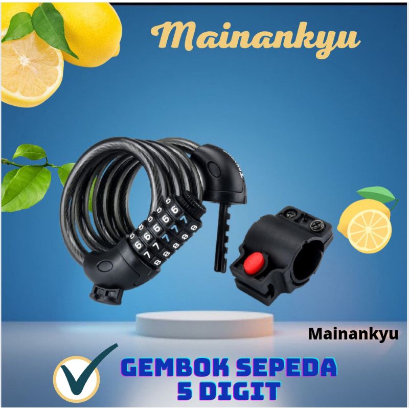 (MAINANKYU)  Gembok Sepeda Kode Angka 5 Digit