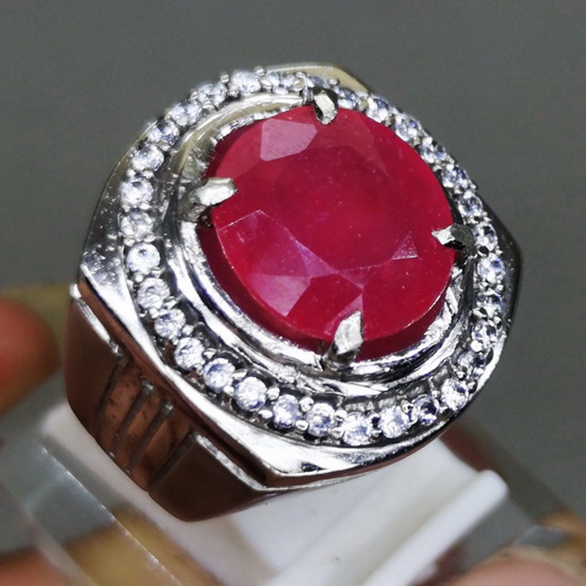 Cincin Batu Permata Alami Natural Ruby Merah Delima Asli