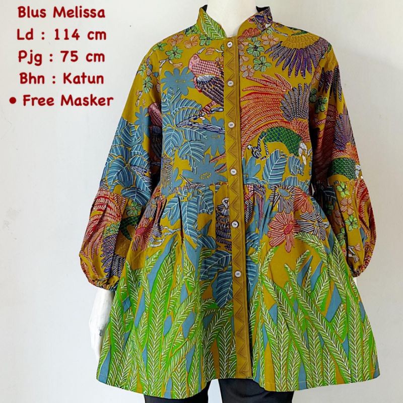 Blus kasmaran Melisa full kancing depan batik solo atasan kerja