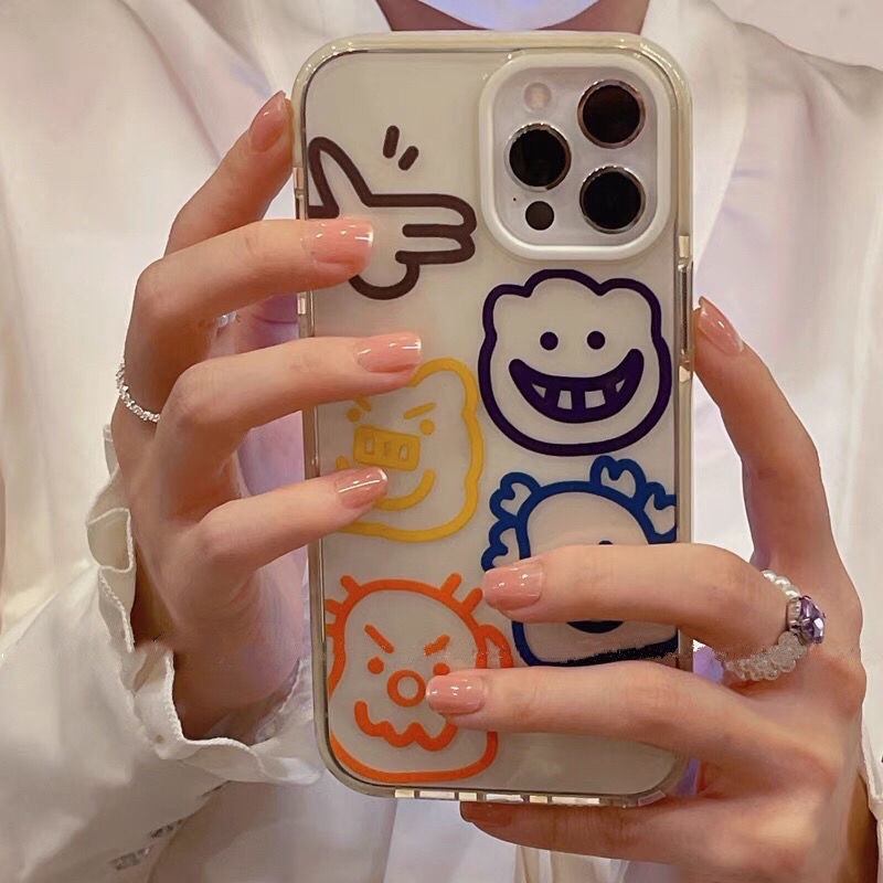 Case Pelindung Transparan Motif Print Graffiti Badut Untuk IPhone 12 13 11 Pro Max X Xs Max Xr 7 8 Plus Qgtf