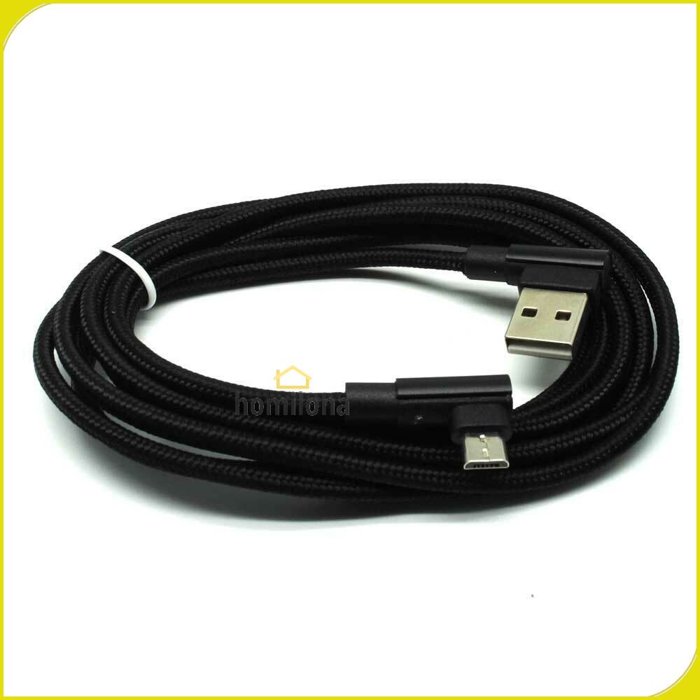 Kabel Charger L Shape 90 Degree Micro USB 2 Meter - LX1 - Black
