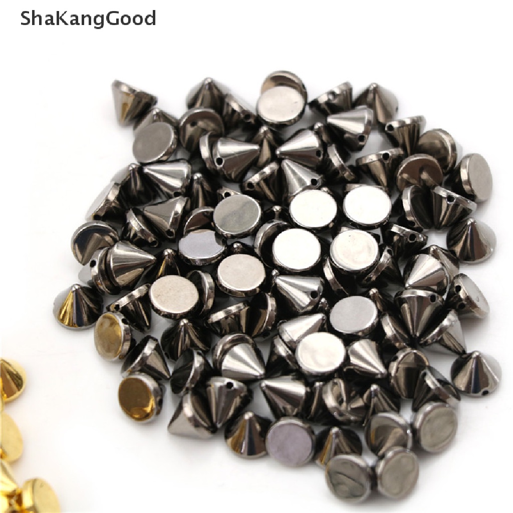 100pcs Stud Rivet Spike Bulat 10mm Untuk Kerajinan Kulit Tas