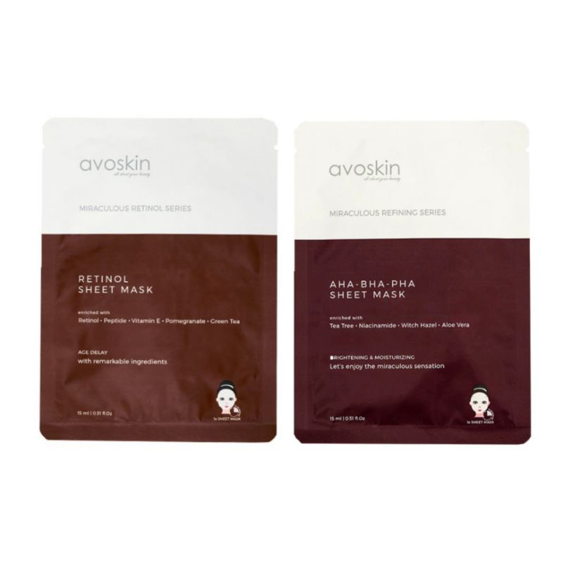 Jual Avoskin Retinol Sheet Mask & Avoskin AHA BHA PHA Sheet Mask