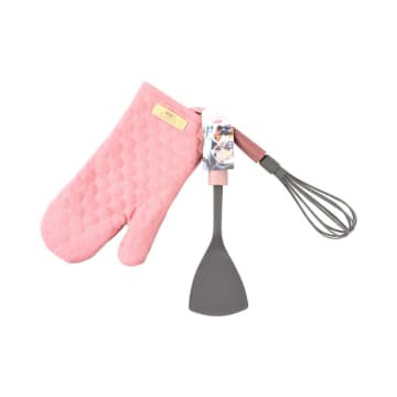 PRUN GLOVE SET WITH 2 UTENSIL COOKING COLOR SET 3 PCS SARUNG TANGAN