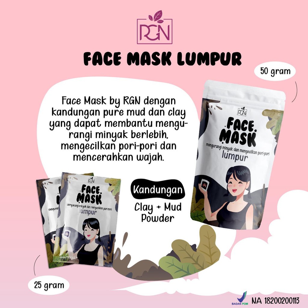 [BUY 1 GET 1 SPATULA] MASKER WAJAH ORGANIK BPOM FACE MASK by RGN 25gram