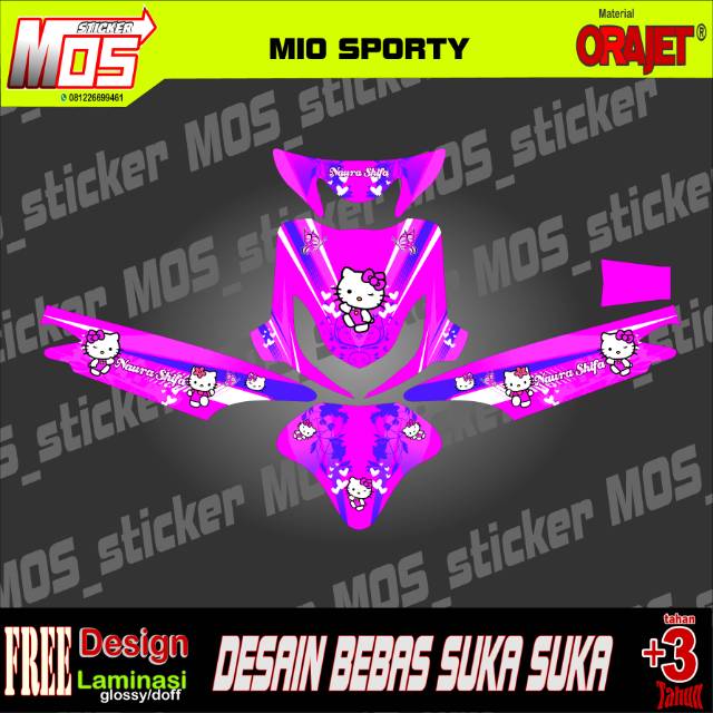 Stiker motor yamaha Mio sporty hello kitty full body
